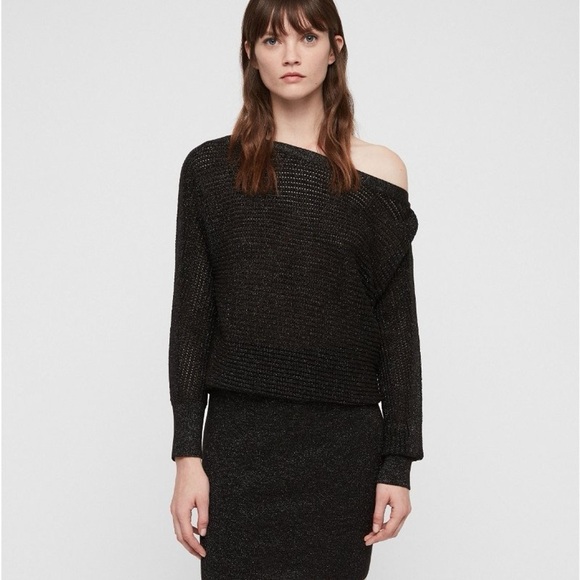 EUC - Allsaints Elle Metallic Dress - size Large - Picture 3 of 10